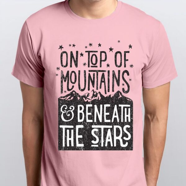 Men's Crew on top of mountains cherry pink